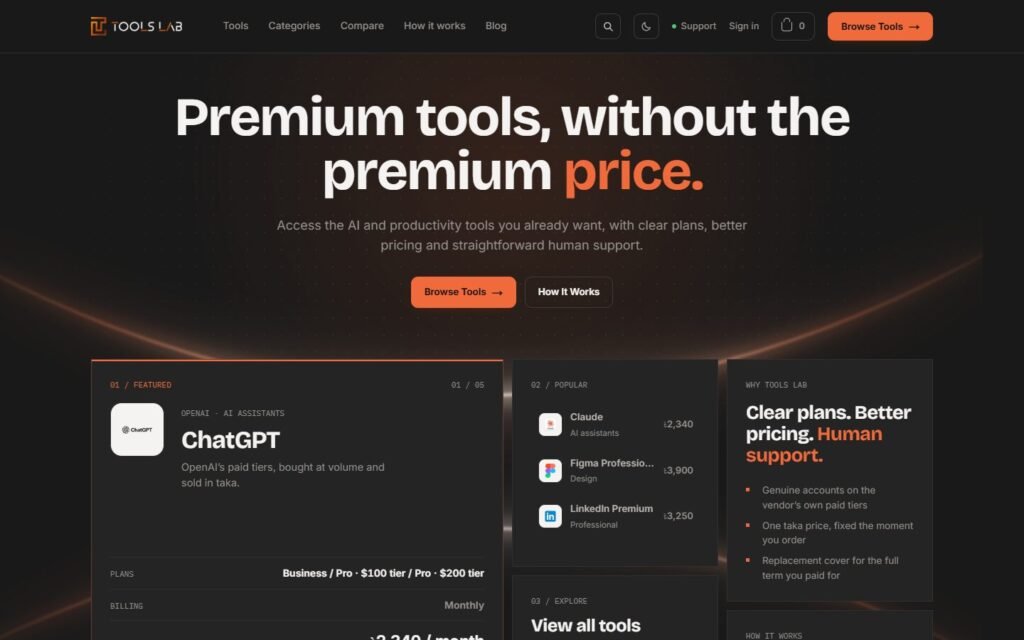 ToolsLab homepage, toolslab.co.uk