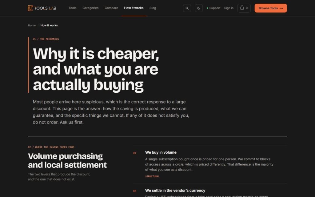 How it works page, toolslab.co.uk